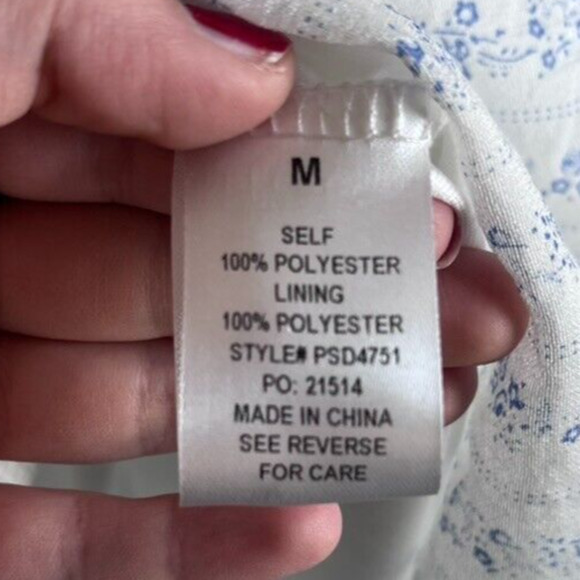 Polagram Womens Cottagecore Tiered Midi Dress Size M Micro Floral Picnic Peasant - Picture 10 of 15